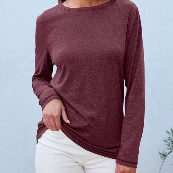 Women's 3 Pack Long Sleeve Tops - Black, Winedarkblue, Large - Picture 3 of 5